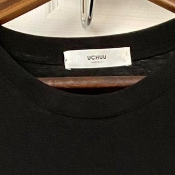 UCHUU Designer WOMEN'S DRESS BLACK with beige white details Size 14-Uchuu size4 - Picture 4 of 5